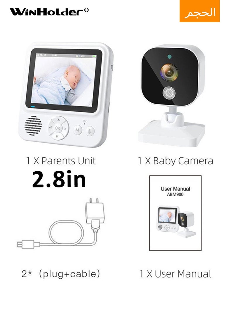 وين هولدر شاشة مراقبة أطفال LCD مقاس 2.8 بوصة، مزودة بكاميرا مراقبة ورؤية ليلية، لاسلكية وصوت ثنائي الاتجاه، مستشعر حرارة، وأغانٍ هادئة، لا تحتاج إلى واي فاي، عمر بطارية طويل، مثالية للأطفال الرضع وكبار السن والحيوانات الأليفة. - Image 3